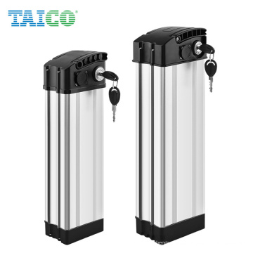 Rechargeable 18650 Lithium Ion Electric Bicycle Battery Pack 48V 10Ah Silver Fish Case ebike Battery